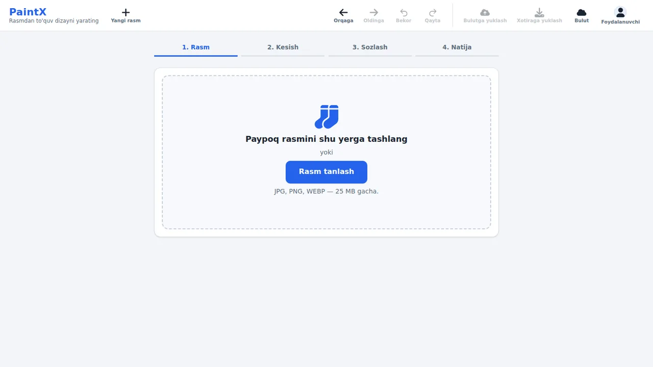 PaintX — To'quv uskunalari uchun dizayn generatori