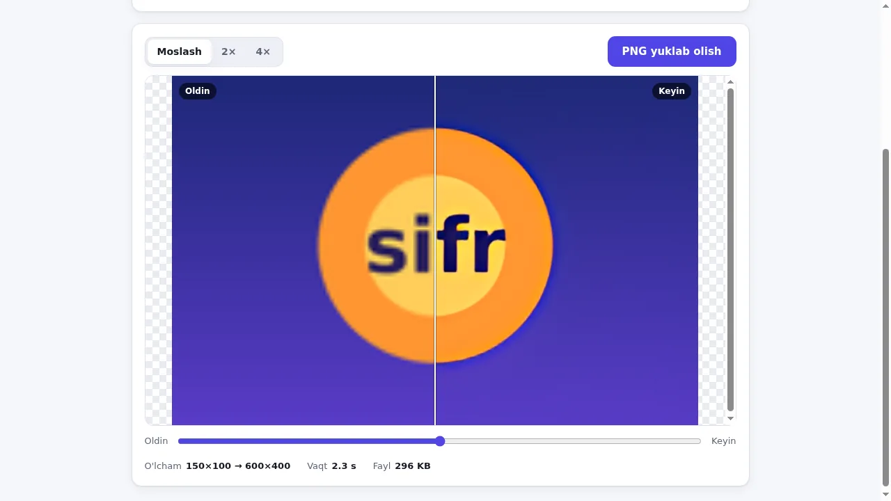 PNG 4× — AI asosida tasvir sifatini oshirish